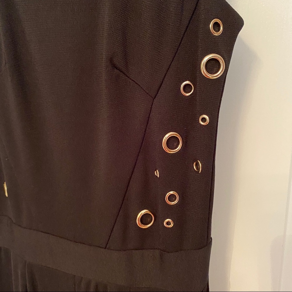 MARILYN MONROE JUMPSUIT BLACK SLEEVELESS GOLD TONE ACCENT GROMMETS Size S - Picture 3 of 6